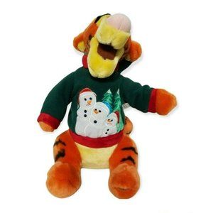 Disney Store Tigger Plush Christmas Snowman Sweater Hat 13" Exclusive
